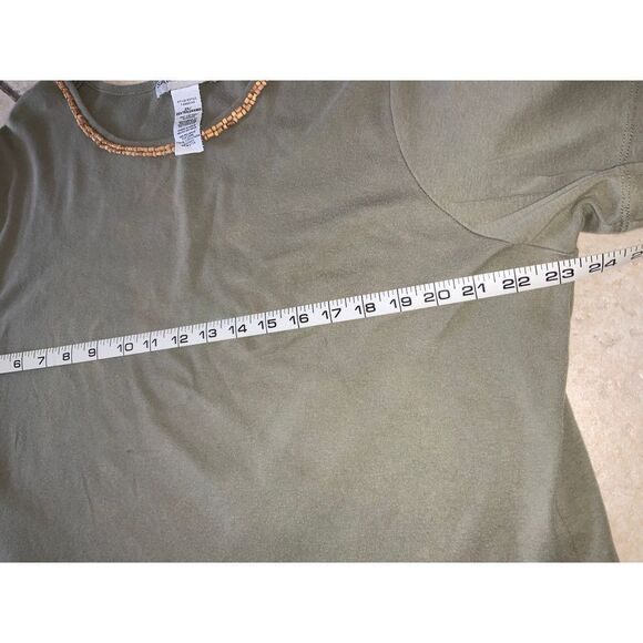 Lot of 2 plus Shirts Sag Harbor Olive Green Shirt Beaded Neckline Black Casual - Picture 5 of 10